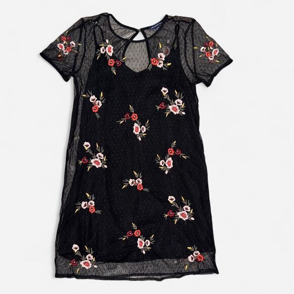 American Eagle Outfitters Dresses & Skirts - American Eagle Black Mesh Floral Mini Dress (Size SMALL)